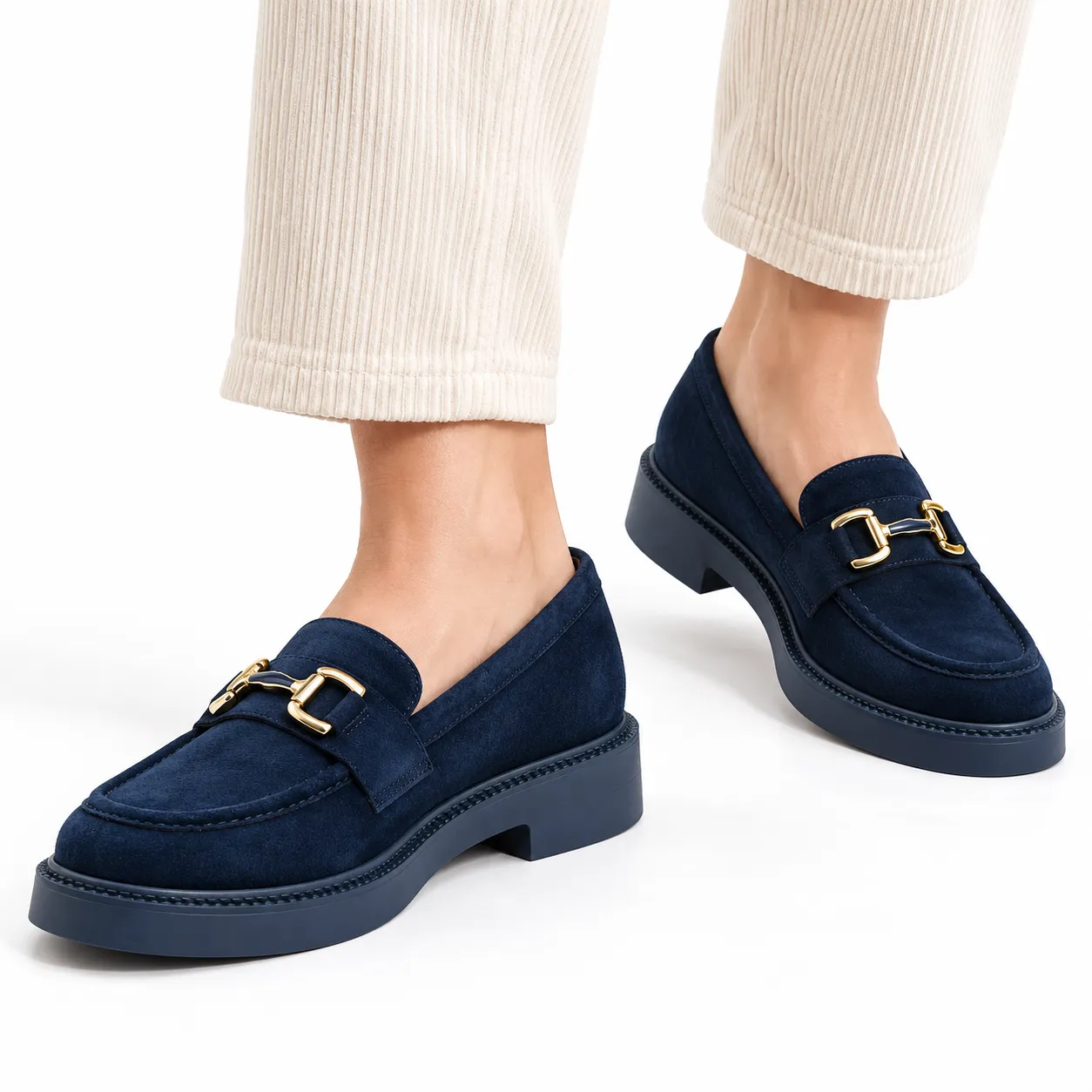Derbies a platforme pour femme 7516-2 bleu