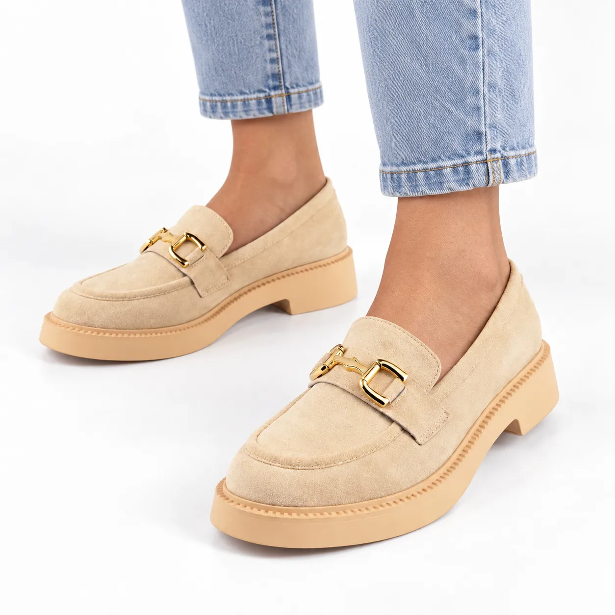 Derbies a platforme pour femme 7516-2 beige
