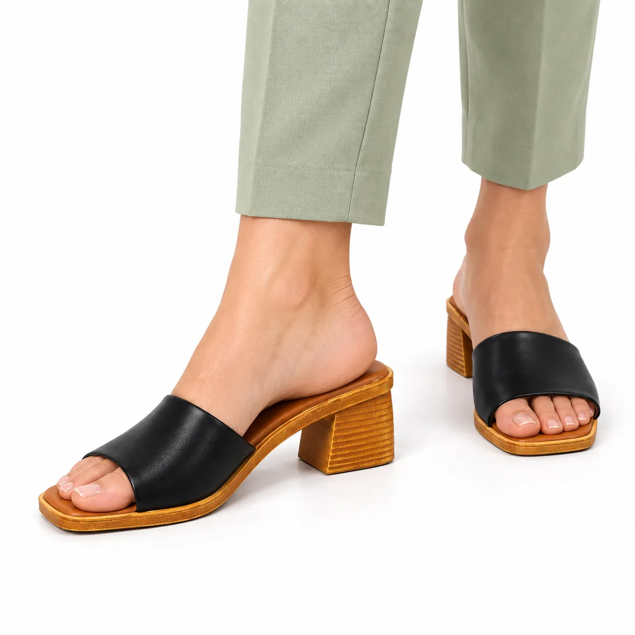 Sandale a demi talon pour femme 500-25 noir