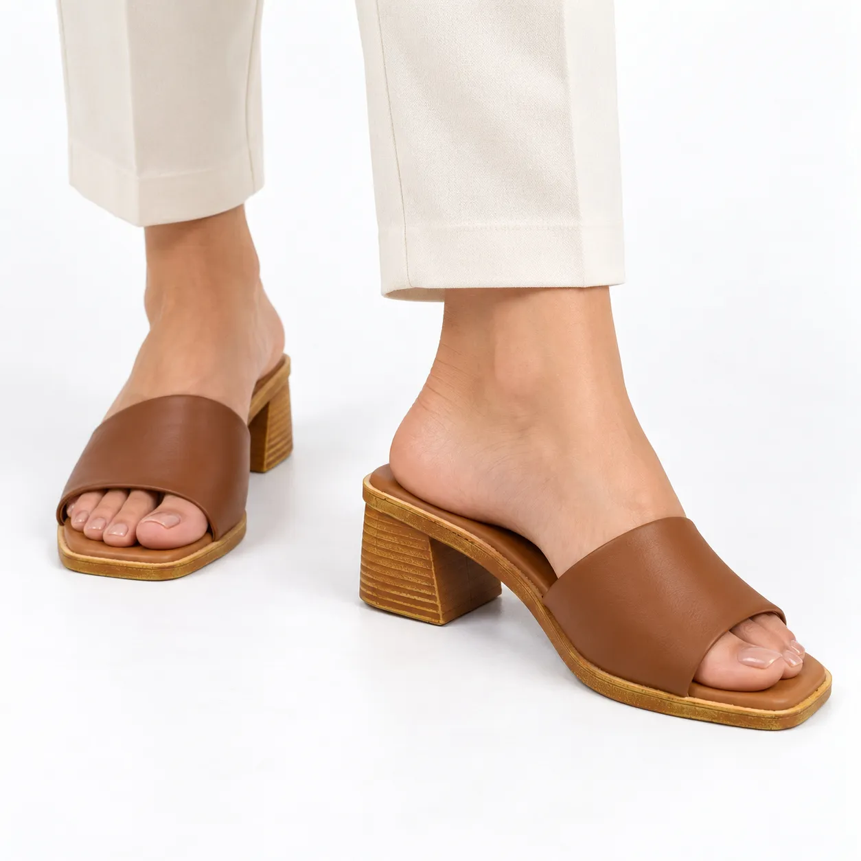 Sandale a demi talon pour femme 500-25 marron