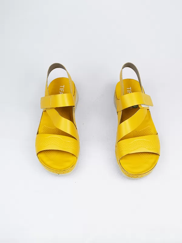 Sandale confort pour femme s011 jaune miniature