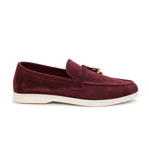 Mocassin pour femme ER-1 bordeaux cuir velours  miniature