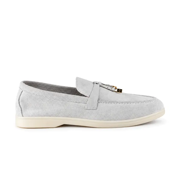 Mocassin pour femme ER-1 gris argile cuir velours  miniature
