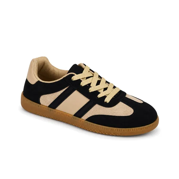 Basket sneakers pour femme k-1 noir/beige miniature