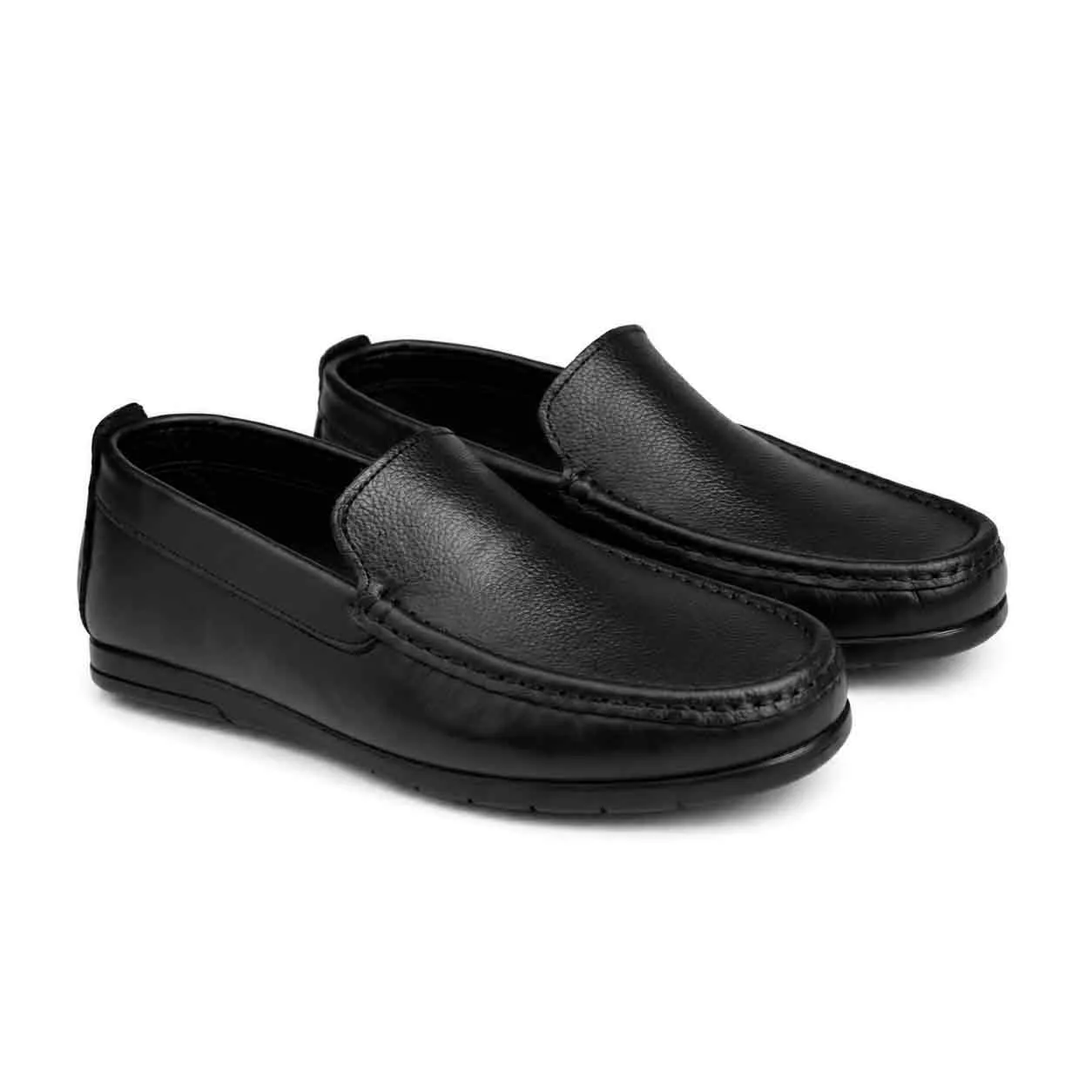 Mocassin pour homme 009 noir cuir  miniature