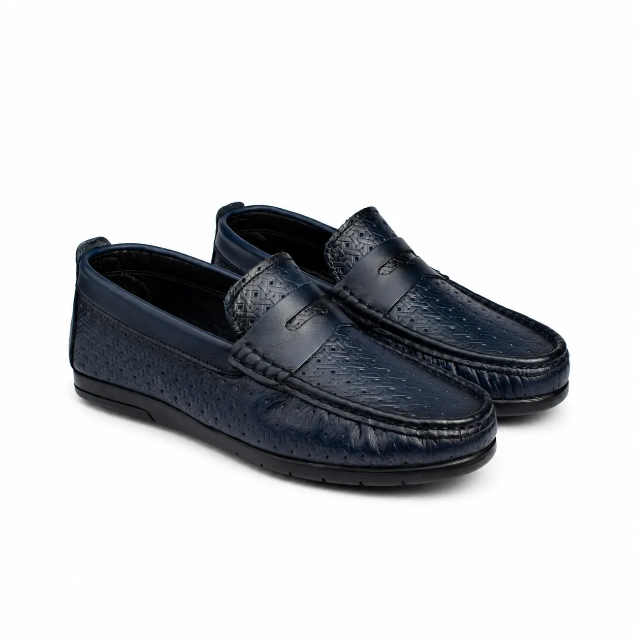 Mocassin pour homme 010 bleu cuir  miniature