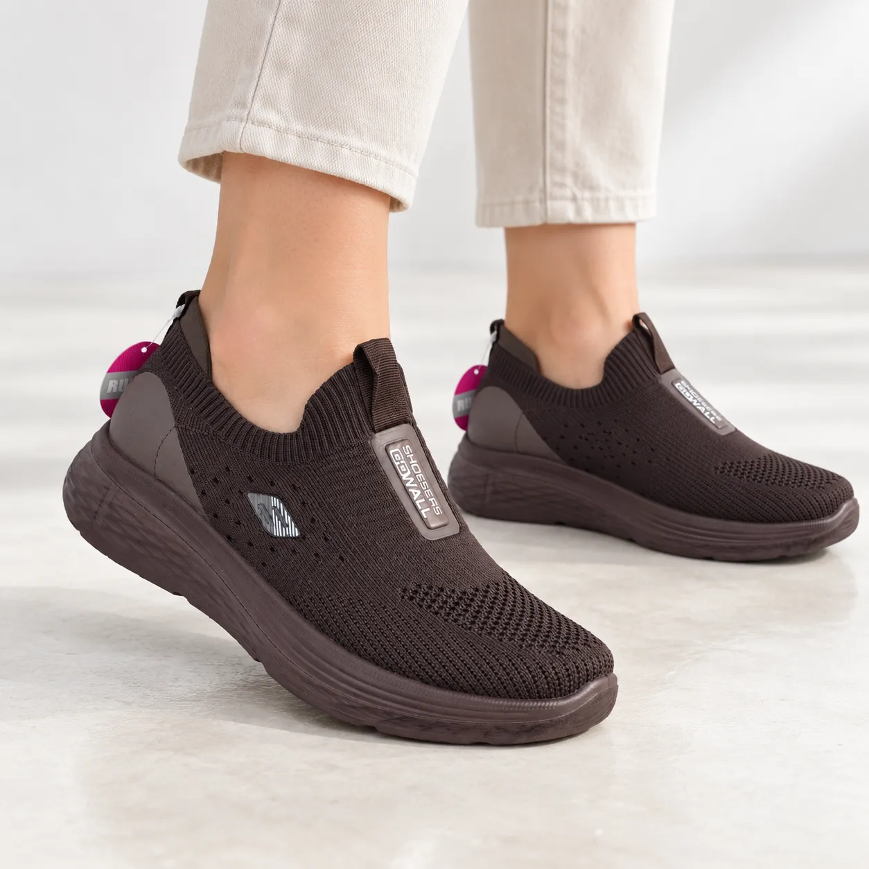Espadrille ballerine pour femme LX-34  marron miniature