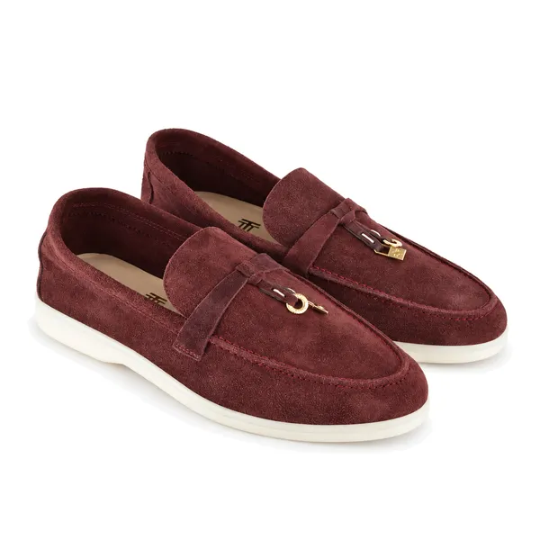 Mocassin pour femme ER-1 bordeaux cuir velours  miniature