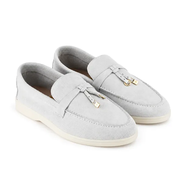 Mocassin pour femme ER-1 gris argile cuir velours  miniature