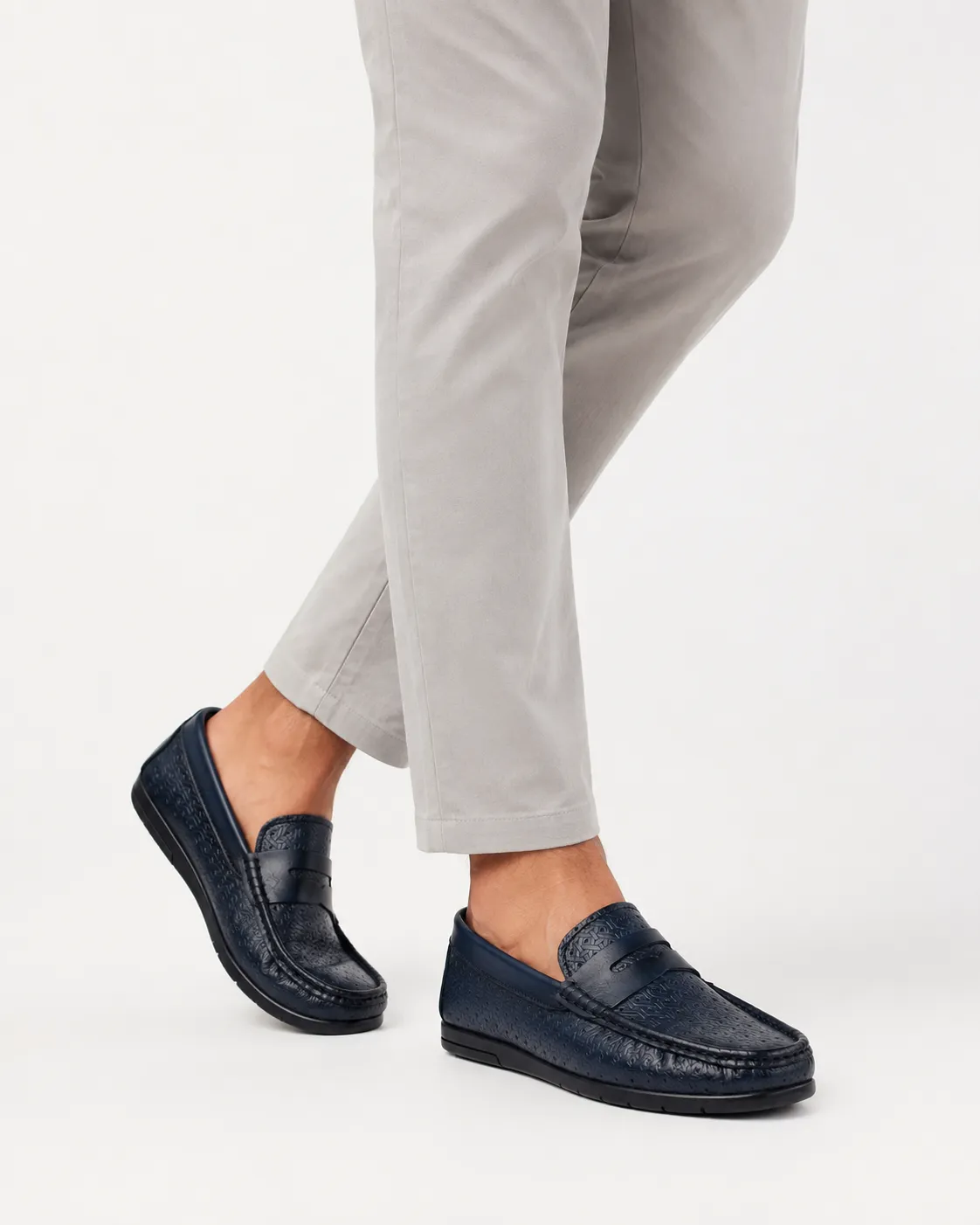 Mocassin pour homme 010 bleu cuir  miniature
