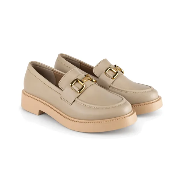 Derbies a platforme pour femme 7516-3 beige miniature
