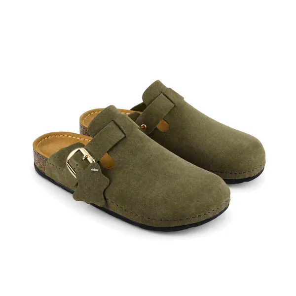 Sabot pour femme 700-1 vert daim  miniature