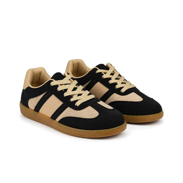Basket sneakers pour femme k-1 noir/beige miniature