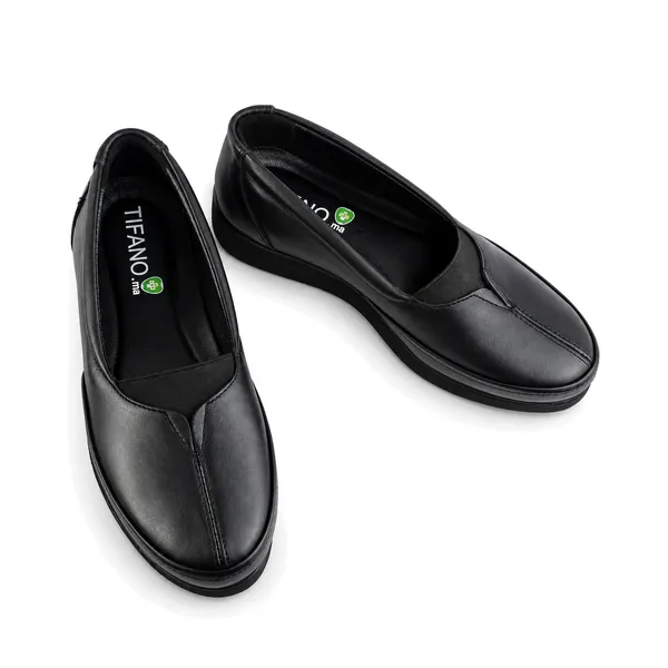 Mocassin Femme confort C01 Noir Cuir miniature