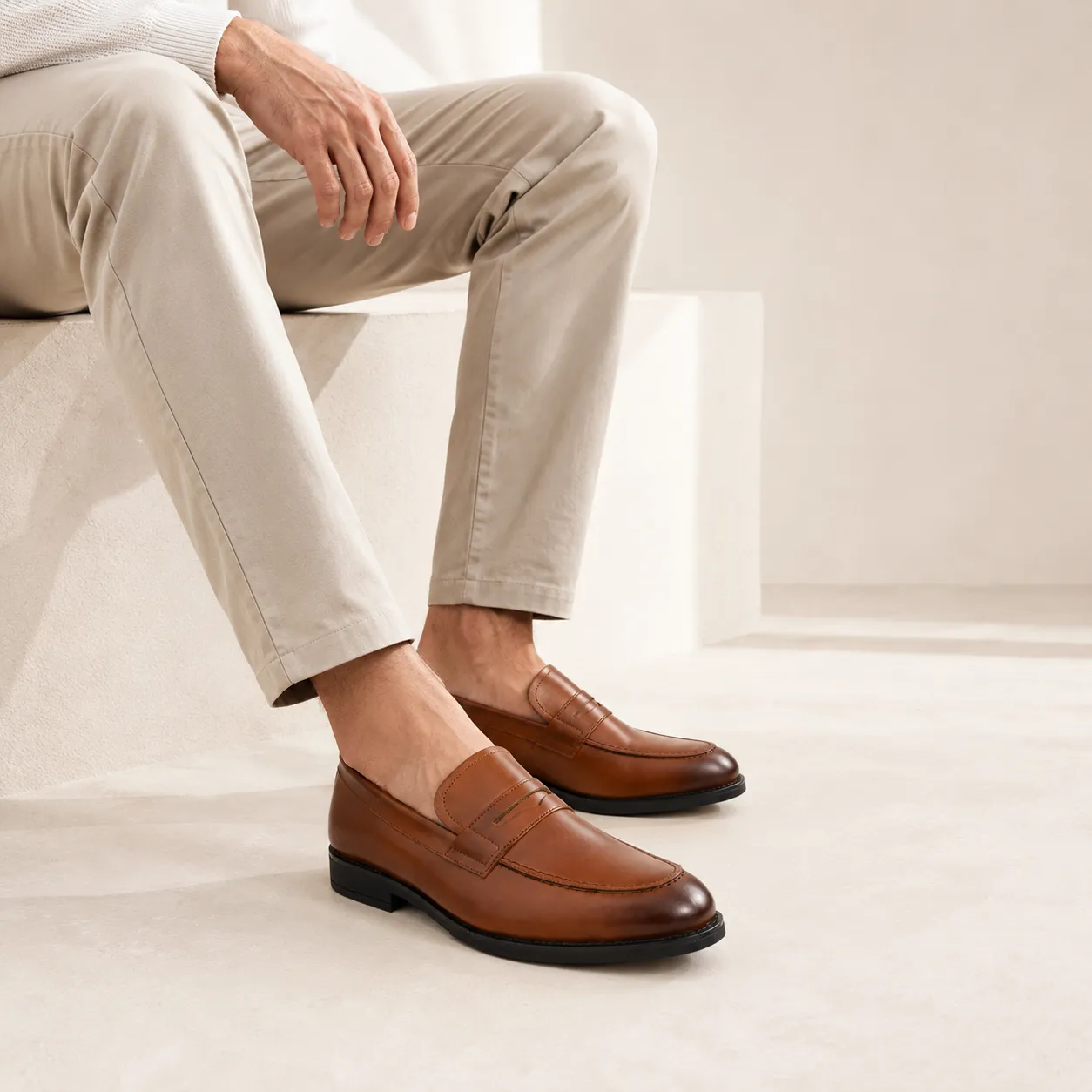 Chaussure pour homme135-1 marron cuir miniature