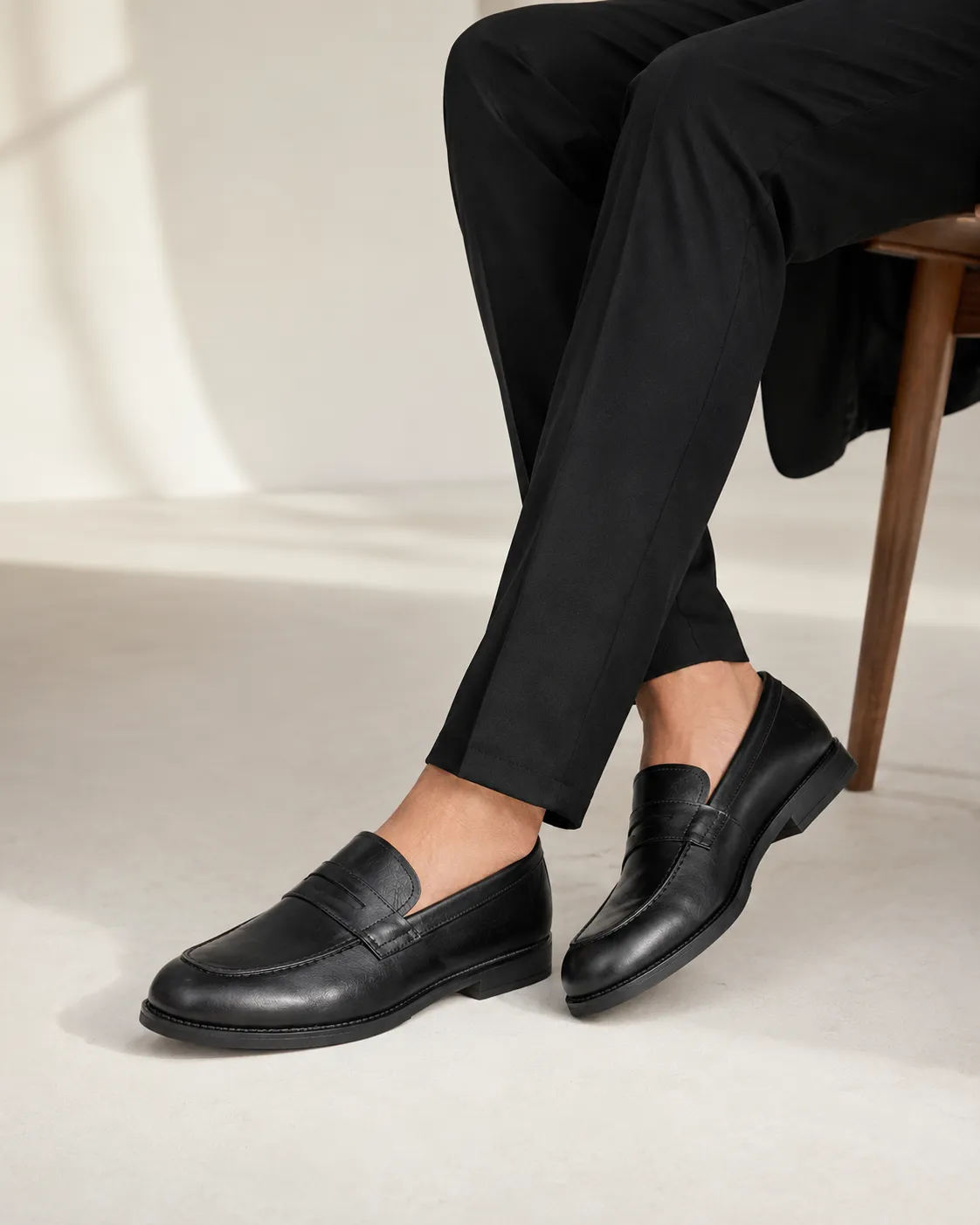 CHAUSSURE HOMME confort 135-1 NOIR CUIR miniature