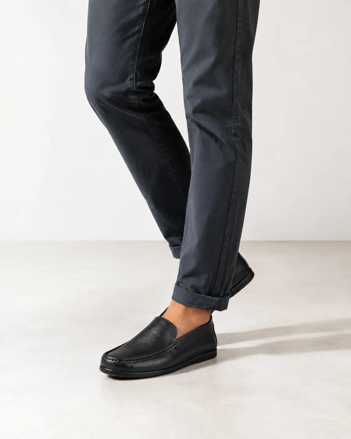 Mocassin pour homme 009 noir cuir  miniature