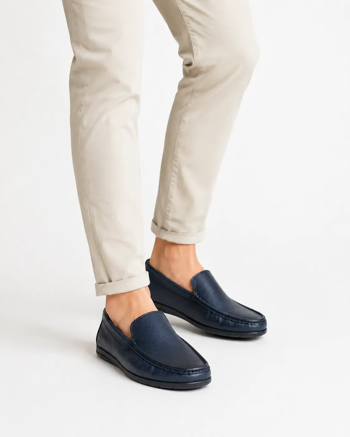 Mocassin pour homme 009 bleu cuir   miniature