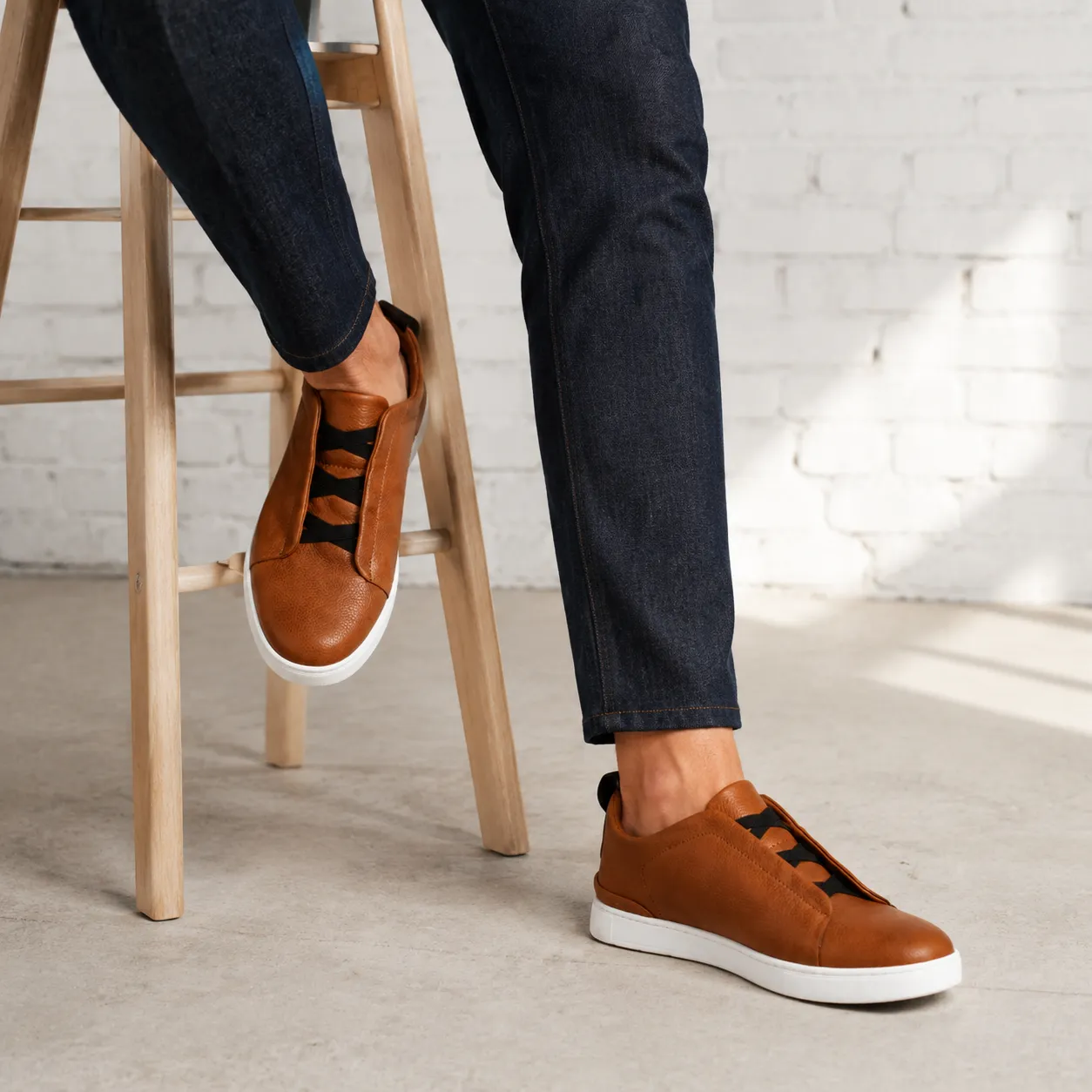 Basket espadrille pour homme   060 marron cuir   miniature