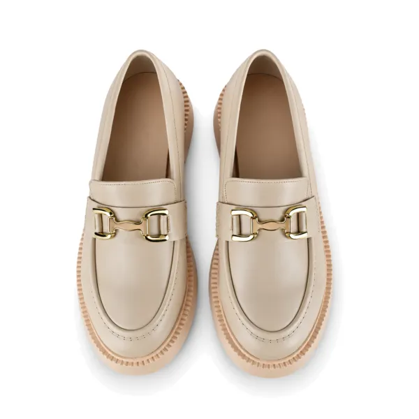 Derbies a platforme pour femme 7516-3 beige miniature