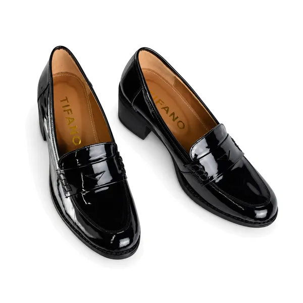 Chaussure pour femme CF013 cuir noir verni miniature