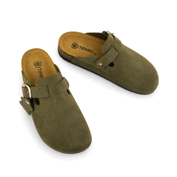 Sabot pour femme 700-1 vert daim  miniature