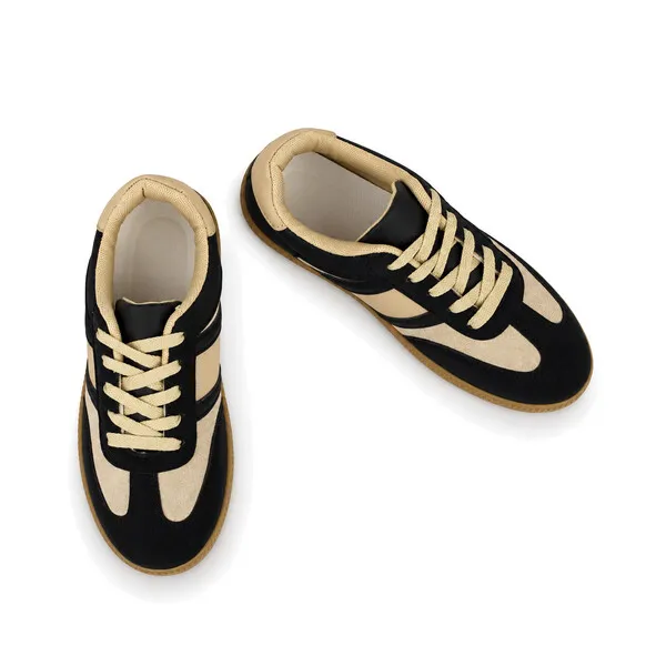 Basket sneakers pour femme k-1 noir/beige miniature