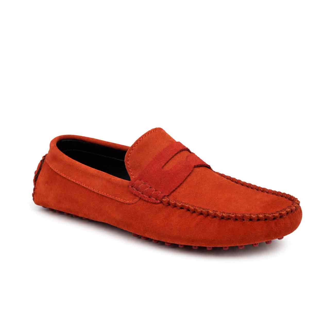 Moccasin pour homme confort 003-5 rouge daim    Mocassin homme Maroc