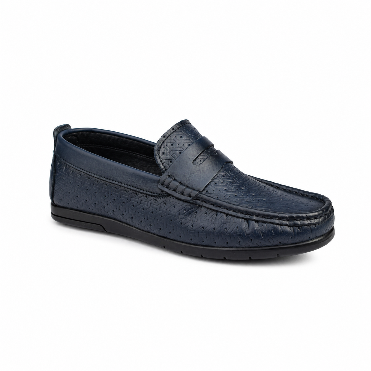 Mocassin pour homme 010 bleu cuir  Mocassin homme Maroc