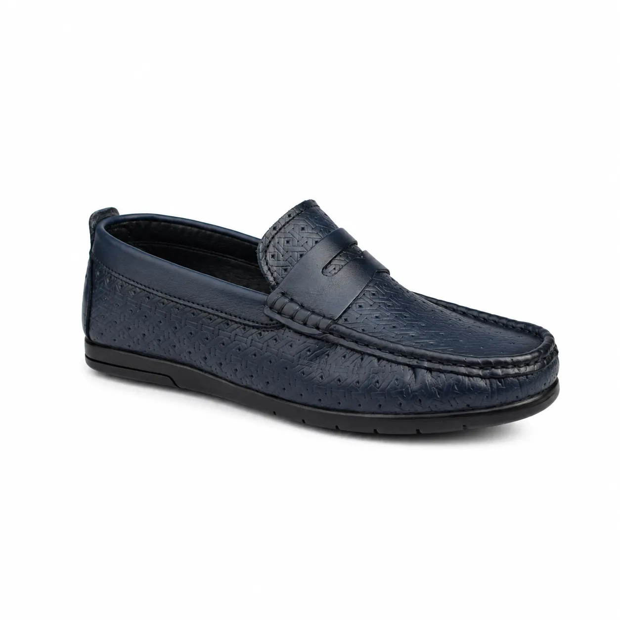 Mocassin pour homme 010 bleu cuir 