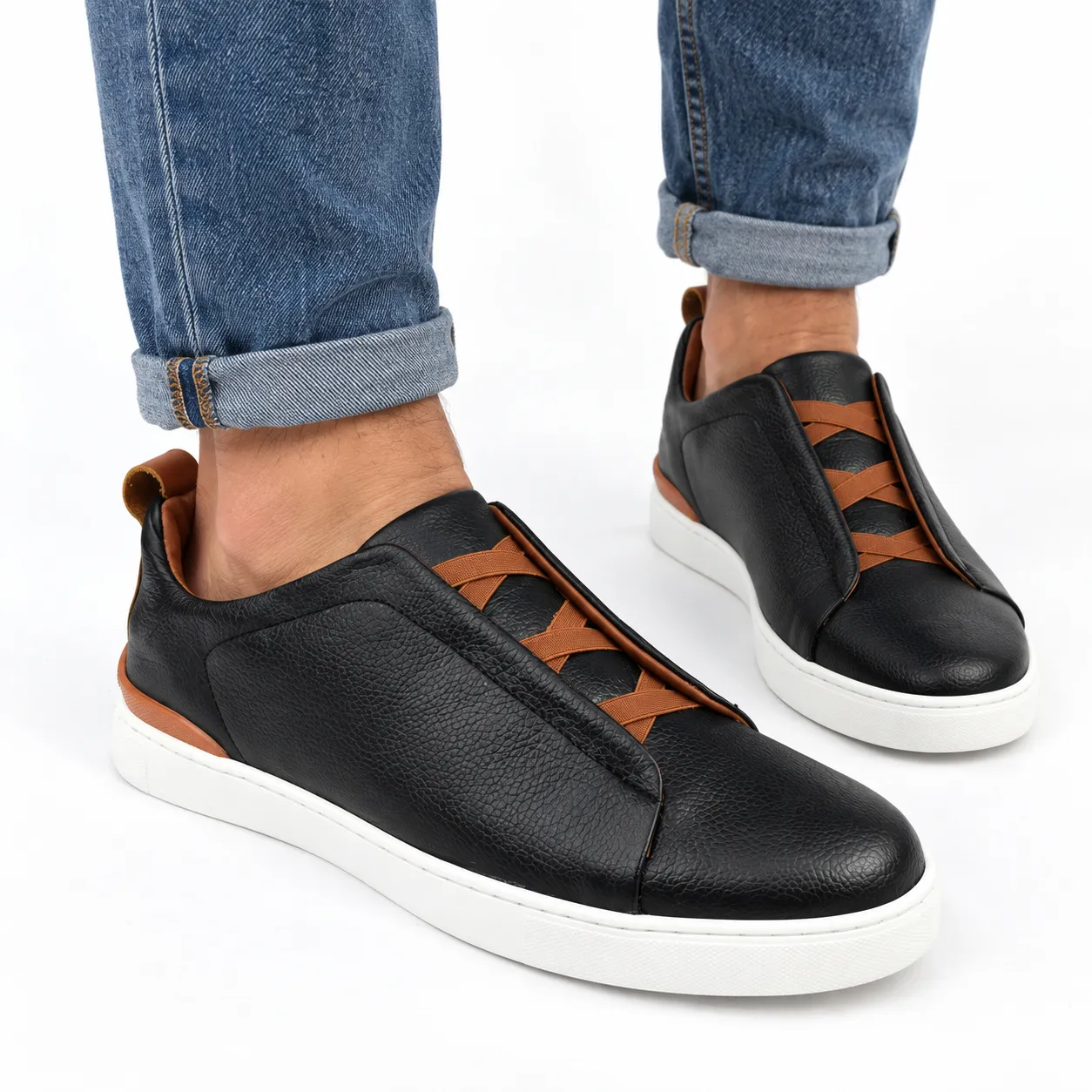 Basket espadrille pour homme 060 noir cuir 