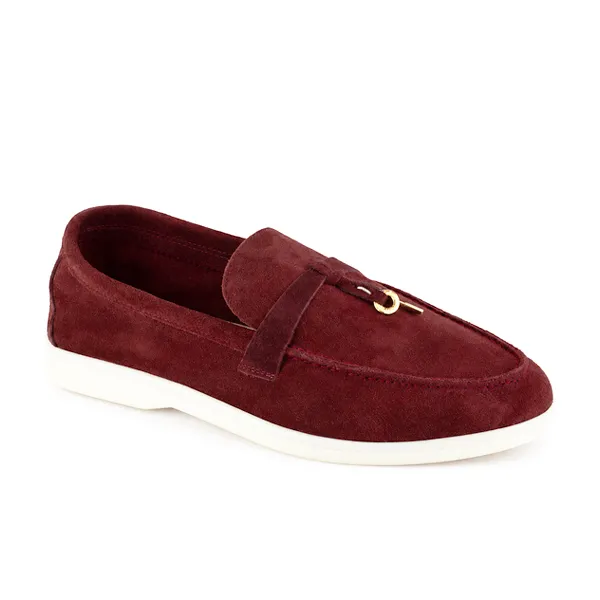 Mocassin pour femme ER-1 bordeaux cuir velours