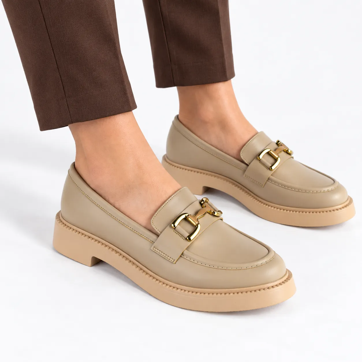 Derbies a platforme pour femme 7516-3 beige