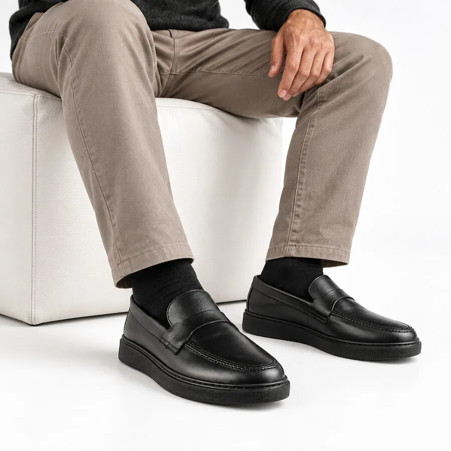 Moccasin pour homme 088 noir cuir 